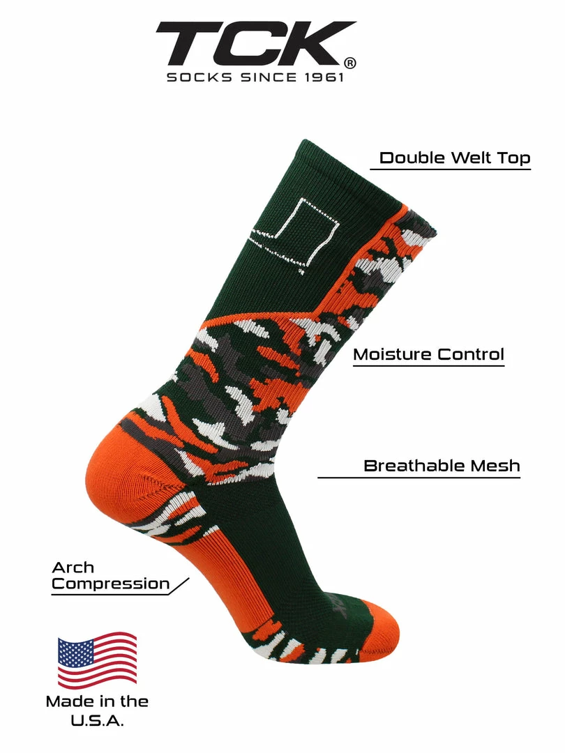 Cheapest ๐ TCK Miami Hurricanes ๐งฆ Socks Woodland Camo Crew All Schools ๐ 4 TCK Miami Hurricanes Socks Woodland Camo Crew All Schools