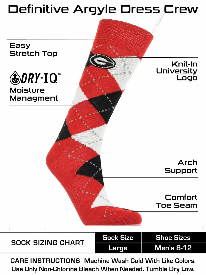 Wholesale ๐ TCK Georgia Bulldogs Argyle ๐ Dress ๐งฆ Socks NCAA Fanwear Crew Length All Schools ๐ 3 TCK Georgia Bulldogs Argyle Dress Socks NCAA Fanwear Crew Length All Schools