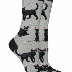 WHD Black Cat Socks For Women Gift For Animal Lovers Crazy Socks - Crew
