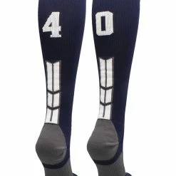 MadSportsStuff Navy Player ID Custom Number Over The Calf Socks For Softball Baseball Football Boys And Girls Softball Socks