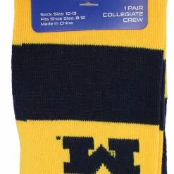 TCK Michigan Wolverines Socks Game Day Striped Crew Socks