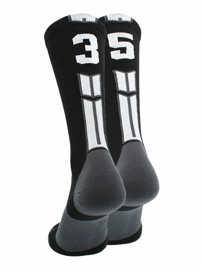 Buy โญ MadSportsStuff Black Player ID Custom Number Crew ๐งฆ Socks For ๐ Basketball Lacrosse Volleyball Boys And ๐ง Girls ๐ 94 MadSportsStuff Black Player ID Custom Number Crew Socks For Basketball Lacrosse Volleyball Boys And Girls