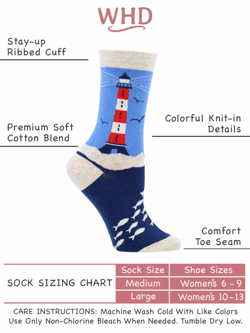 Coupon โญ WHD Crazy ๐งฆ Socks - Crew Lighthouse ๐งฆ Socks For ๐ฉ Women For Ocean Lovers ๐ฅ 3 WHD Crazy Socks - Crew Lighthouse Socks For Women For Ocean Lovers