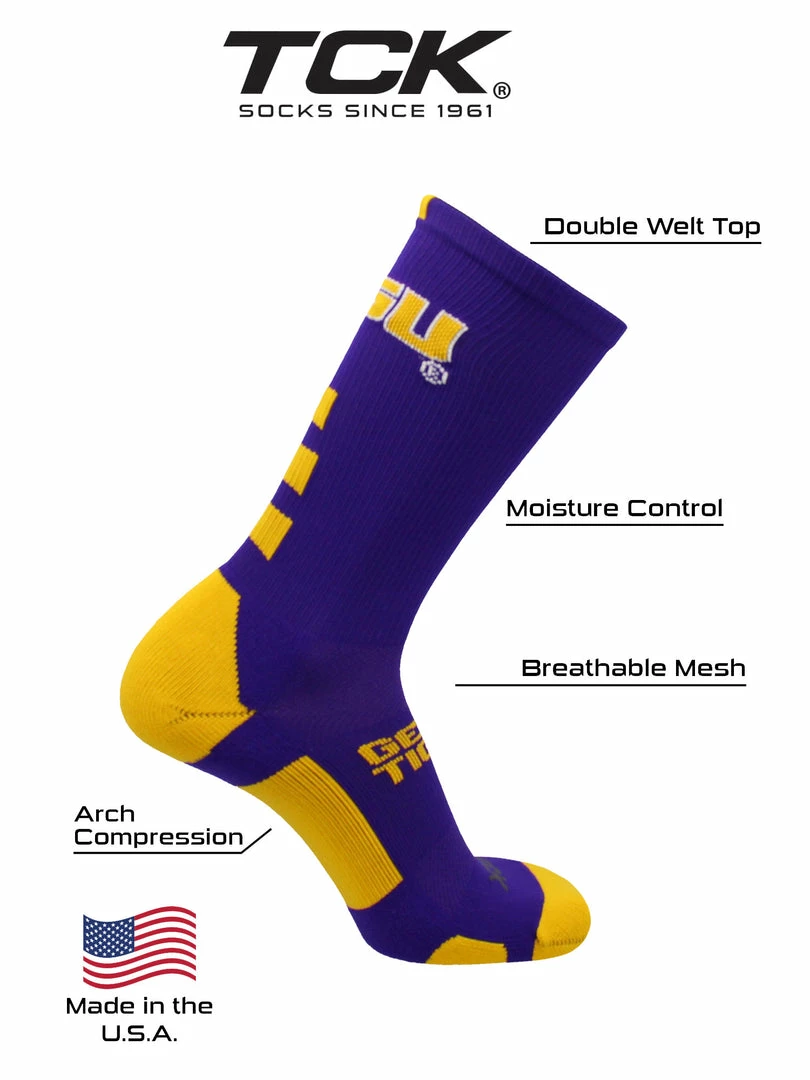 Coupon ๐ TCK LSU Tigers Baseline Crew ๐งฆ Socks ๐ 4 TCK LSU Tigers Baseline Crew Socks