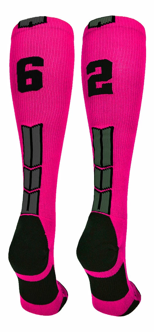 Discount ๐ฅ MadSportsStuff Neon Pink And Black Player ID Custom Number Over The Calf ๐งฆ Socks For ๐ฅ Softball โพ Baseball Football Boys And ๐ง Girls โพ Baseball ๐งฆ Socks ๐ 18 MadSportsStuff Neon Pink And Black Player ID Custom Number Over The Calf Socks For Softball Baseball Football Boys And Girls Baseball Socks