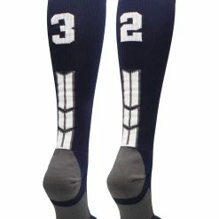 MadSportsStuff Navy Player ID Custom Number Over The Calf Socks For Softball Baseball Football Boys And Girls Softball Socks