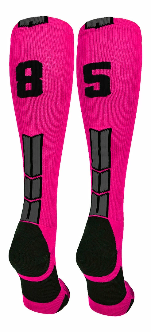 Discount ๐ฅ MadSportsStuff Neon Pink And Black Player ID Custom Number Over The Calf ๐งฆ Socks For ๐ฅ Softball โพ Baseball Football Boys And ๐ง Girls โพ Baseball ๐งฆ Socks ๐ 45 MadSportsStuff Neon Pink And Black Player ID Custom Number Over The Calf Socks For Softball Baseball Football Boys And Girls Baseball Socks