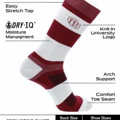 Promo โญ TCK All Schools OU Oklahoma Sooners ๐งฆ Socks Game Day Striped Crew ๐งฆ Socks ๐ 7 TCK All Schools OU Oklahoma Sooners Socks Game Day Striped Crew Socks