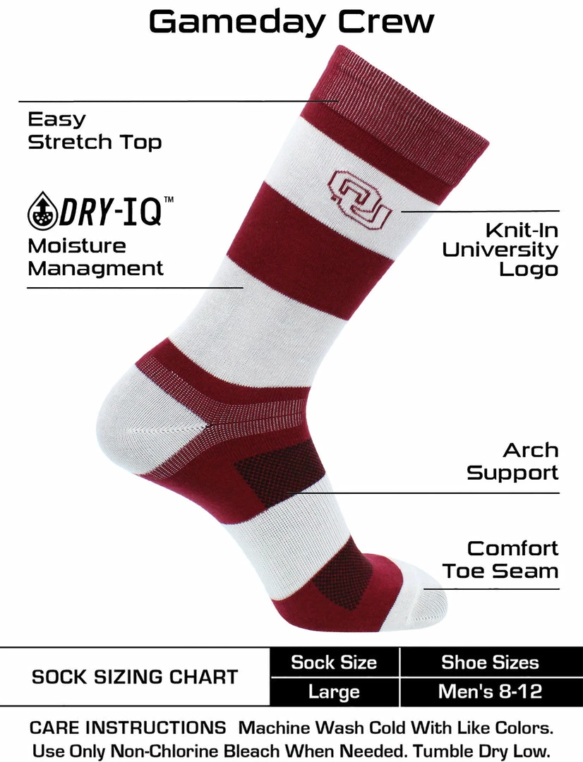 Promo โญ TCK All Schools OU Oklahoma Sooners ๐งฆ Socks Game Day Striped Crew ๐งฆ Socks ๐ 3 TCK All Schools OU Oklahoma Sooners Socks Game Day Striped Crew Socks