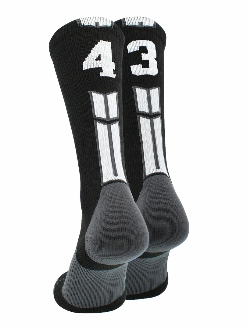 Buy โญ MadSportsStuff Black Player ID Custom Number Crew ๐งฆ Socks For ๐ Basketball Lacrosse Volleyball Boys And ๐ง Girls ๐ 86 MadSportsStuff Black Player ID Custom Number Crew Socks For Basketball Lacrosse Volleyball Boys And Girls