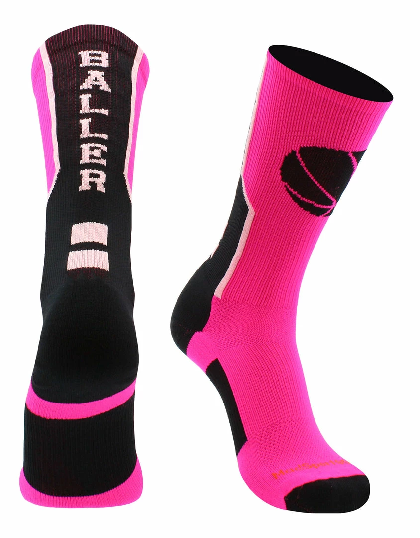 Flash Sale ๐คฉ MadSportsStuff Baller ๐ Basketball ๐งฆ Socks With ๐ Basketball Logo Crew Length ๐งจ 12 MadSportsStuff Baller Basketball Socks With Basketball Logo Crew Length