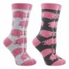 WHD Crazy Socks - Crew Pig Socks For Women - Pig Lovers Gift - 2-Pack