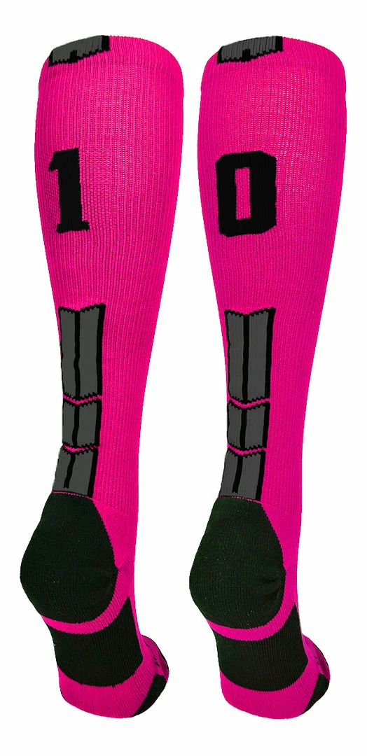 Discount ๐ฅ MadSportsStuff Neon Pink And Black Player ID Custom Number Over The Calf ๐งฆ Socks For ๐ฅ Softball โพ Baseball Football Boys And ๐ง Girls โพ Baseball ๐งฆ Socks ๐ 69 MadSportsStuff Neon Pink And Black Player ID Custom Number Over The Calf Socks For Softball Baseball Football Boys And Girls Baseball Socks