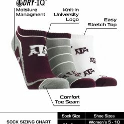 New ๐คฉ TCK Texas A&M Aggies No Show ๐งฆ Socks Full Field 3 Pack ๐ 6 TCK Texas A&M Aggies No Show Socks Full Field 3 Pack