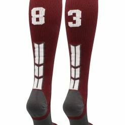 MadSportsStuff Maroon Player ID Custom Number Over The Calf Socks For Softball Baseball Football Boys And Girls Softball Socks