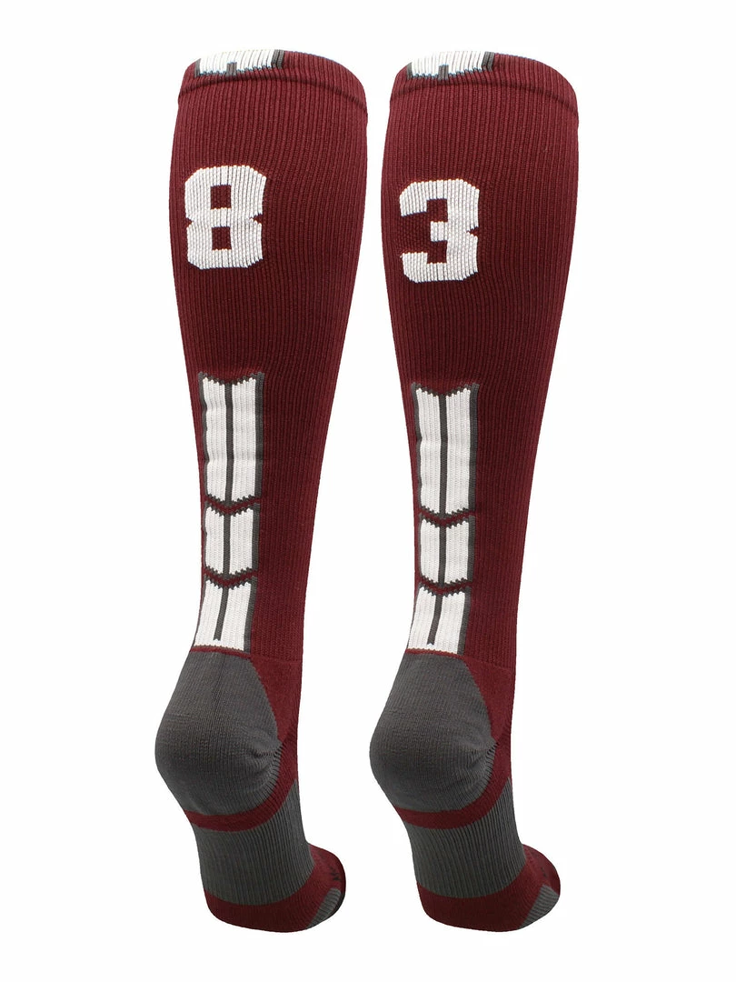 Best Sale ๐ MadSportsStuff ๐ฅ Softball ๐งฆ Socks Maroon Player ID Custom Number Over The Calf ๐งฆ Socks For ๐ฅ Softball โพ Baseball Football Boys And ๐ง Girls ๐คฉ 46 MadSportsStuff Softball Socks Maroon Player ID Custom Number Over The Calf Socks For Softball Baseball Football Boys And Girls