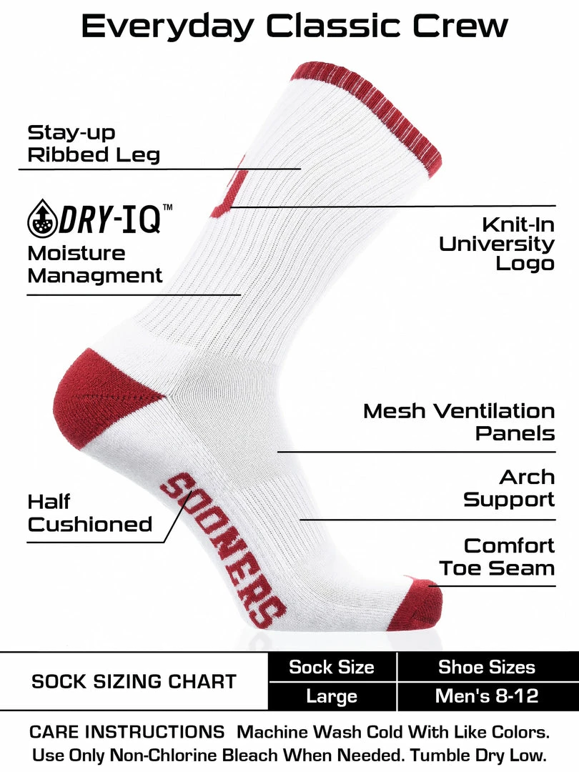Best reviews of ๐ TCK OU Oklahoma Sooners ๐งฆ Socks Basic Crew White ๐งฆ Socks All Schools ๐ฅฐ 3 TCK OU Oklahoma Sooners Socks Basic Crew White Socks All Schools