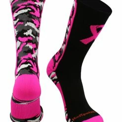 MadSportsStuff Baseball Socks Pink Ribbon Breast Cancer Awareness Camo Athletic Crew Socks (multiple Colors)