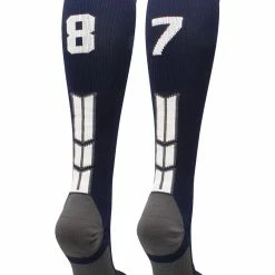 MadSportsStuff Navy Player ID Custom Number Over The Calf Socks For Softball Baseball Football Boys And Girls Softball Socks