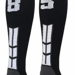 MadSportsStuff Black Player ID Custom Number Over The Calf Socks For Softball Baseball Football Boys And Girls