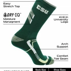 TCK All Schools CSU Rams Socks Colorado State University Rams Champion Crew Socks