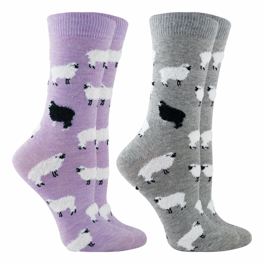New ๐ฅฐ WHD Black Sheep ๐งฆ Socks For ๐ฉ Women With Fuzzy Sheep - Sheep Lovers Gift - 2-Pack Crazy ๐งฆ Socks - Crew ๐ 4 WHD Black Sheep Socks For Women With Fuzzy Sheep - Sheep Lovers Gift - 2-Pack Crazy Socks - Crew