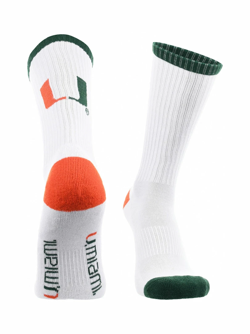 Hot Sale ๐ TCK Miami Hurricanes ๐งฆ Socks Basic Crew White ๐งฆ Socks โญ 4 TCK Miami Hurricanes Socks Basic Crew White Socks