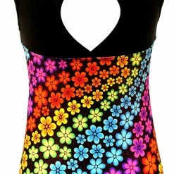 MadSportsStuff Keyhole Style Rainbow Flowers Girls Gymnastics Leotard Leotards