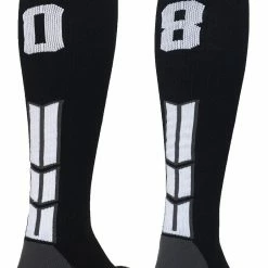 MadSportsStuff Black Player ID Custom Number Over The Calf Socks For Softball Baseball Football Boys And Girls