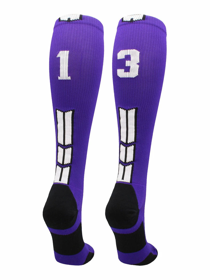 New โ๏ธ MadSportsStuff Purple Player ID Custom Number Over The Calf ๐งฆ Socks For ๐ฅ Softball โพ Baseball Football Boys And ๐ง Girls ๐ 66 MadSportsStuff Purple Player ID Custom Number Over The Calf Socks For Softball Baseball Football Boys And Girls