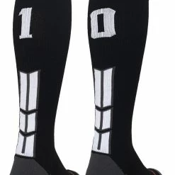 MadSportsStuff Black Player ID Custom Number Over The Calf Socks For Softball Baseball Football Boys And Girls