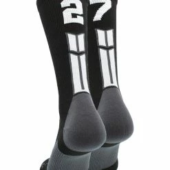 MadSportsStuff Black Player ID Custom Number Crew Socks For Basketball Lacrosse Volleyball Boys And Girls Volleyball Socks