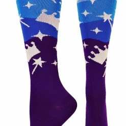 MadSportsStuff Neon Princess Crowns And Wands Athletic Over The Calf Socks