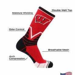TCK Wisconsin Badgers Socks Victory Crew All Schools