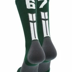 MadSportsStuff Dark Green Player ID Custom Number Crew Socks For Basketball Lacrosse Volleyball Boys And Girls Volleyball Socks