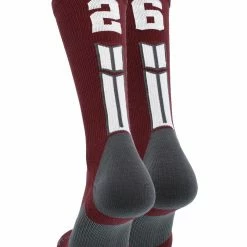 MadSportsStuff Maroon Player ID Custom Number Crew Socks For Basketball Lacrosse Volleyball Boys And Girls Volleyball Socks