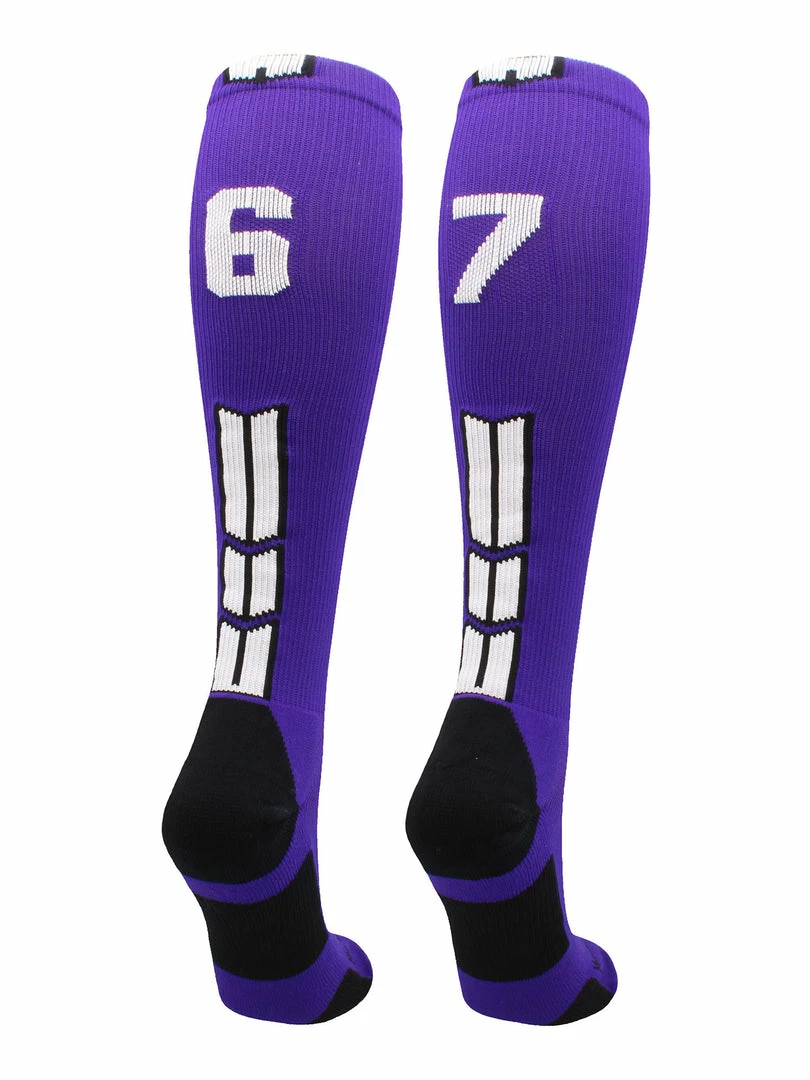 Discount ๐ MadSportsStuff Purple Player ID Custom Number Over The Calf ๐งฆ Socks For ๐ฅ Softball โพ Baseball Football Boys And ๐ง Girls ๐ฅ Softball ๐งฆ Socks ๐ 13 MadSportsStuff Purple Player ID Custom Number Over The Calf Socks For Softball Baseball Football Boys And Girls Softball Socks
