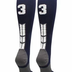 MadSportsStuff Navy Player ID Custom Number Over The Calf Socks For Softball Baseball Football Boys And Girls Softball Socks