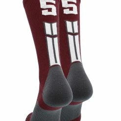 MadSportsStuff Maroon Player ID Custom Number Crew Socks For Basketball Lacrosse Volleyball Boys And Girls Volleyball Socks