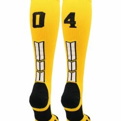 MadSportsStuff Gold Player ID Custom Number Over The Calf Socks For Softball Baseball Football Boys And Girls