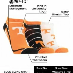 TCK Tennessee Volunteers No Show Socks Full Field 3 Pack All Schools