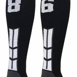 MadSportsStuff Black Player ID Custom Number Over The Calf Socks For Softball Baseball Football Boys And Girls