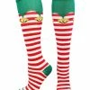 MadSportsStuff Elf Christmas Socks With Bells Over The Calf Length Softball Socks