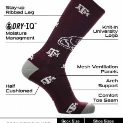 Best Pirce ๐ TCK All Schools Texas A&M Aggies ๐งฆ Socks Crew Length Sock Mayhem ๐ 6 TCK All Schools Texas A&M Aggies Socks Crew Length Sock Mayhem