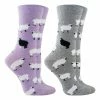 WHD Black Sheep Socks For Women With Fuzzy Sheep - Sheep Lovers Gift - 2-Pack Crazy Socks - Crew