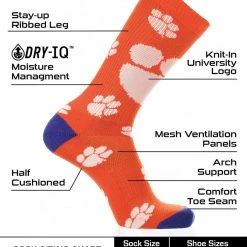 Cheap ๐ TCK Clemson Tigers ๐งฆ Socks Crew Length Sock Mayhem All Schools ๐คฉ 6 TCK Clemson Tigers Socks Crew Length Sock Mayhem All Schools