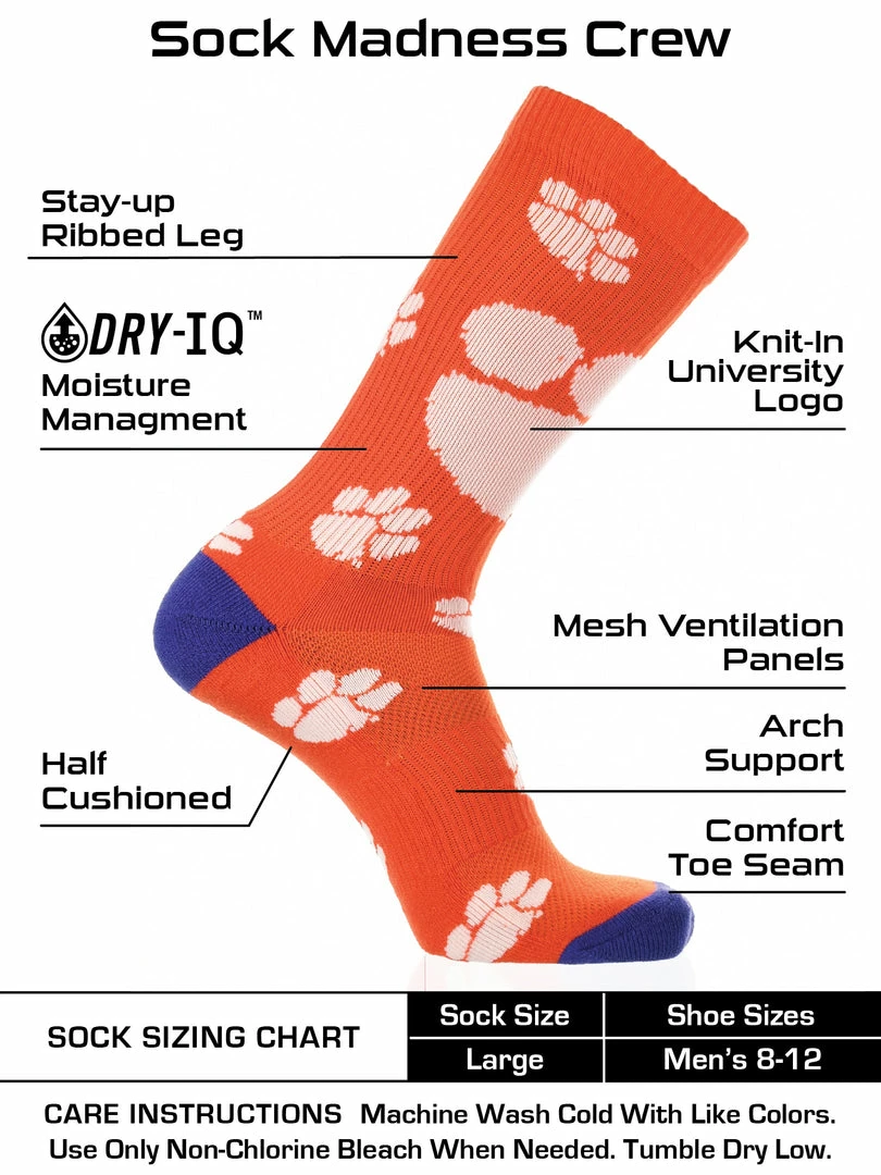 Cheap ๐ TCK Clemson Tigers ๐งฆ Socks Crew Length Sock Mayhem All Schools ๐คฉ 3 TCK Clemson Tigers Socks Crew Length Sock Mayhem All Schools