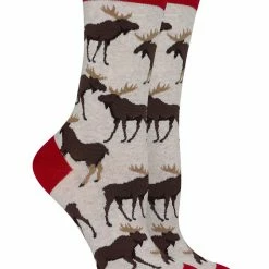 WHD Moose Socks For Women Gift For Animal Lovers Crazy Socks - Crew