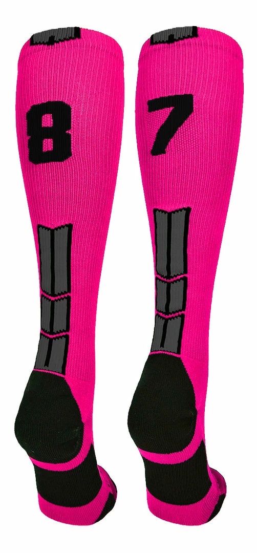 Best Sale ๐ MadSportsStuff โพ Baseball ๐งฆ Socks Neon Pink And Black Player ID Custom Number Over The Calf ๐งฆ Socks For ๐ฅ Softball โพ Baseball Football Boys And ๐ง Girls โจ 43 MadSportsStuff Baseball Socks Neon Pink And Black Player ID Custom Number Over The Calf Socks For Softball Baseball Football Boys And Girls