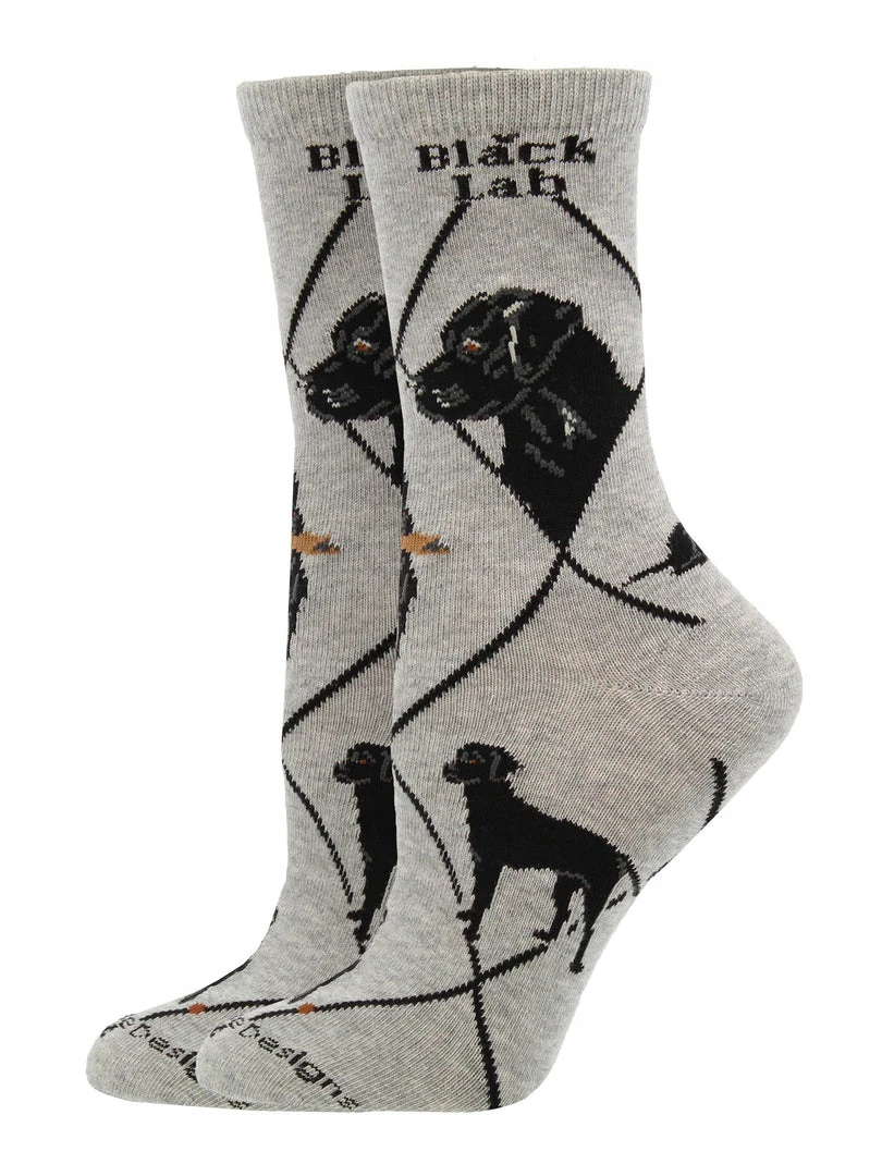 Flash Sale ⭐ WHD Crazy 🧦 Socks - Crew Black Lab 🧦 Socks For 👩 Women Gift For 🦮 Dog Lovers 🤩 2 WHD Crazy Socks - Crew Black Lab Socks For Women Gift For Dog Lovers